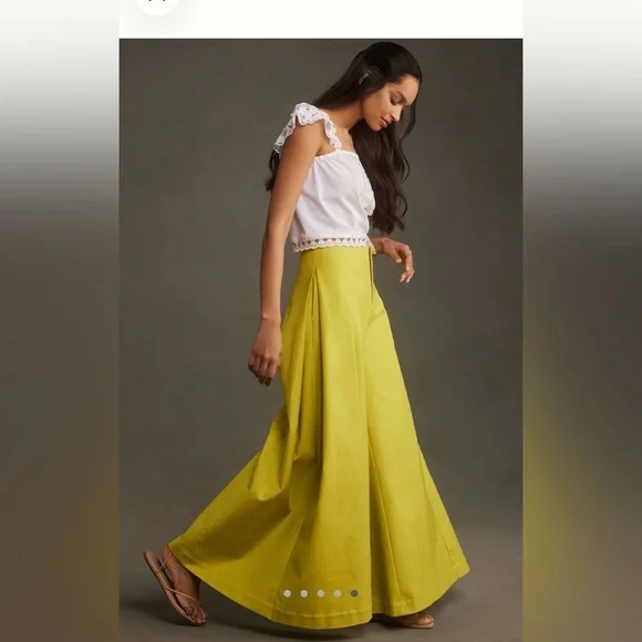 Maeve A-line Palazzo Pants Lime Color Size 4 - Picture 4 of 6